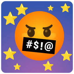 full moon face and face with symbols on mouth