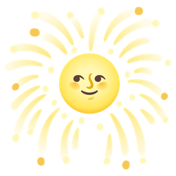 full moon face and fireworks