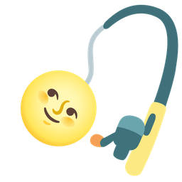 full moon face and fishing pole