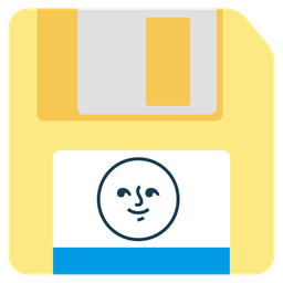 full moon face and floppy disk