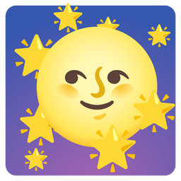 full moon face and glowing star