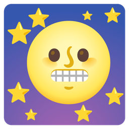 full moon face and grimacing face