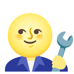 full moon face and hammer and wrench