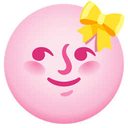 full moon face and heart with ribbon