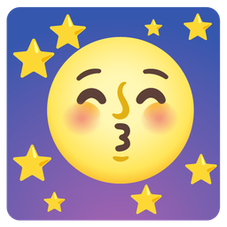 Full moon face and Kissing face with closed eyes