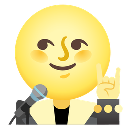 full moon face and microphone