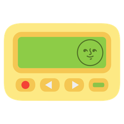 full moon face and pager