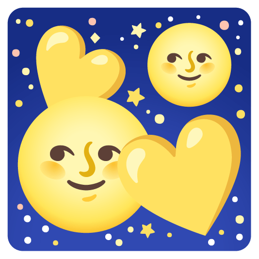 Full moon face and Revolving hearts