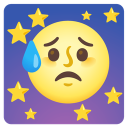 full moon face and sad but relieved face