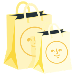 full moon face and shopping bags