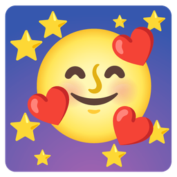 Full moon face and Smiling face with hearts
