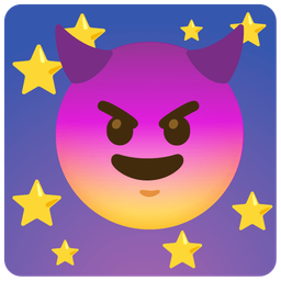 full moon face and smiling face with horns