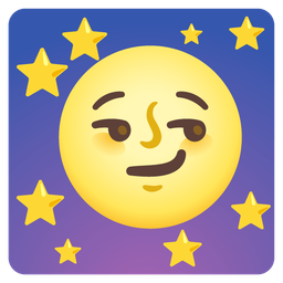 full moon face and smirking face