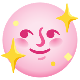 full moon face and sparkling heart