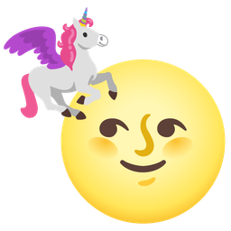 full moon face and unicorn