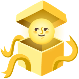 full moon face and wrapped gift