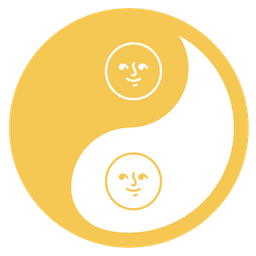 full moon face and yin yang