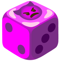 game die and angry face with horns