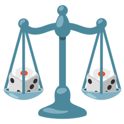 game die and balance scale