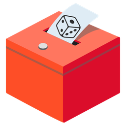 game die and ballot box with ballot