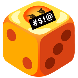 game die and face with symbols on mouth