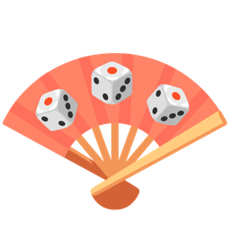 game die and folding hand fan