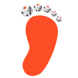 game die and footprints