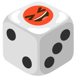 Game die and Grinning squinting face