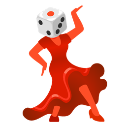 game die and high-heeled shoe