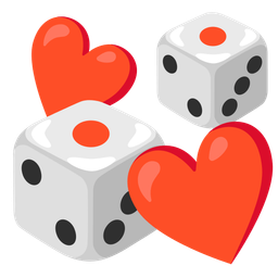 game die and revolving hearts