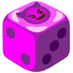 game die and smiling face with horns