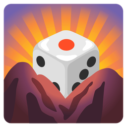 game die and sunrise over mountains