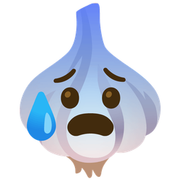 garlic and anxious face with sweat