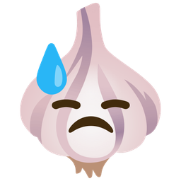 garlic and downcast face with sweat