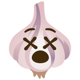 garlic and face with crossed-out eyes