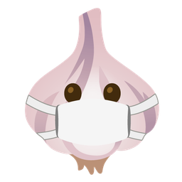 garlic and face with medical mask