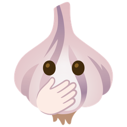 garlic and face with open eyes and hand over mouth