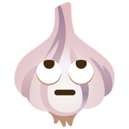 garlic and face with rolling eyes
