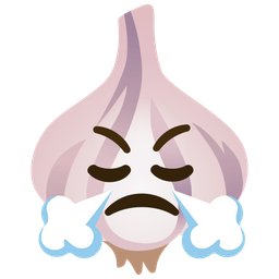 garlic and face with steam from nose