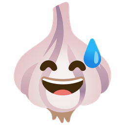 Garlic and Grinning face with sweat