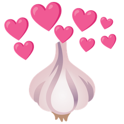 garlic and heart with arrow