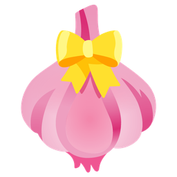 garlic and heart with ribbon