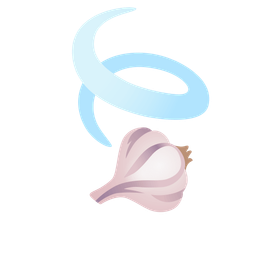 garlic and leaf fluttering in wind