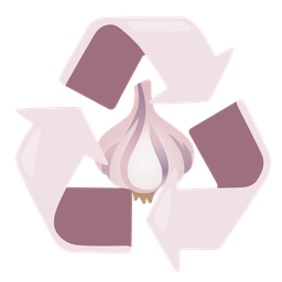 garlic and recycling symbol