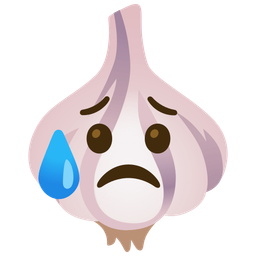 garlic and sad but relieved face