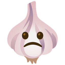 garlic and slightly frowning face