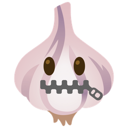 garlic and zipper-mouth face