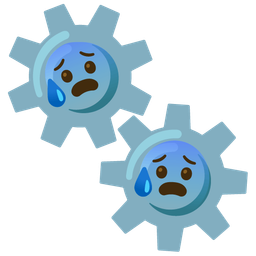 gear and anxious face with sweat