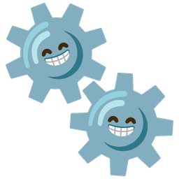 Gear and Beaming face with smiling eyes