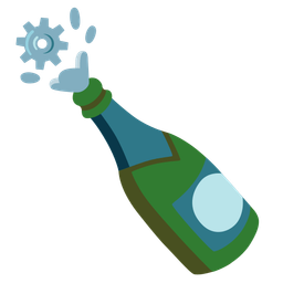 gear and bottle with popping cork